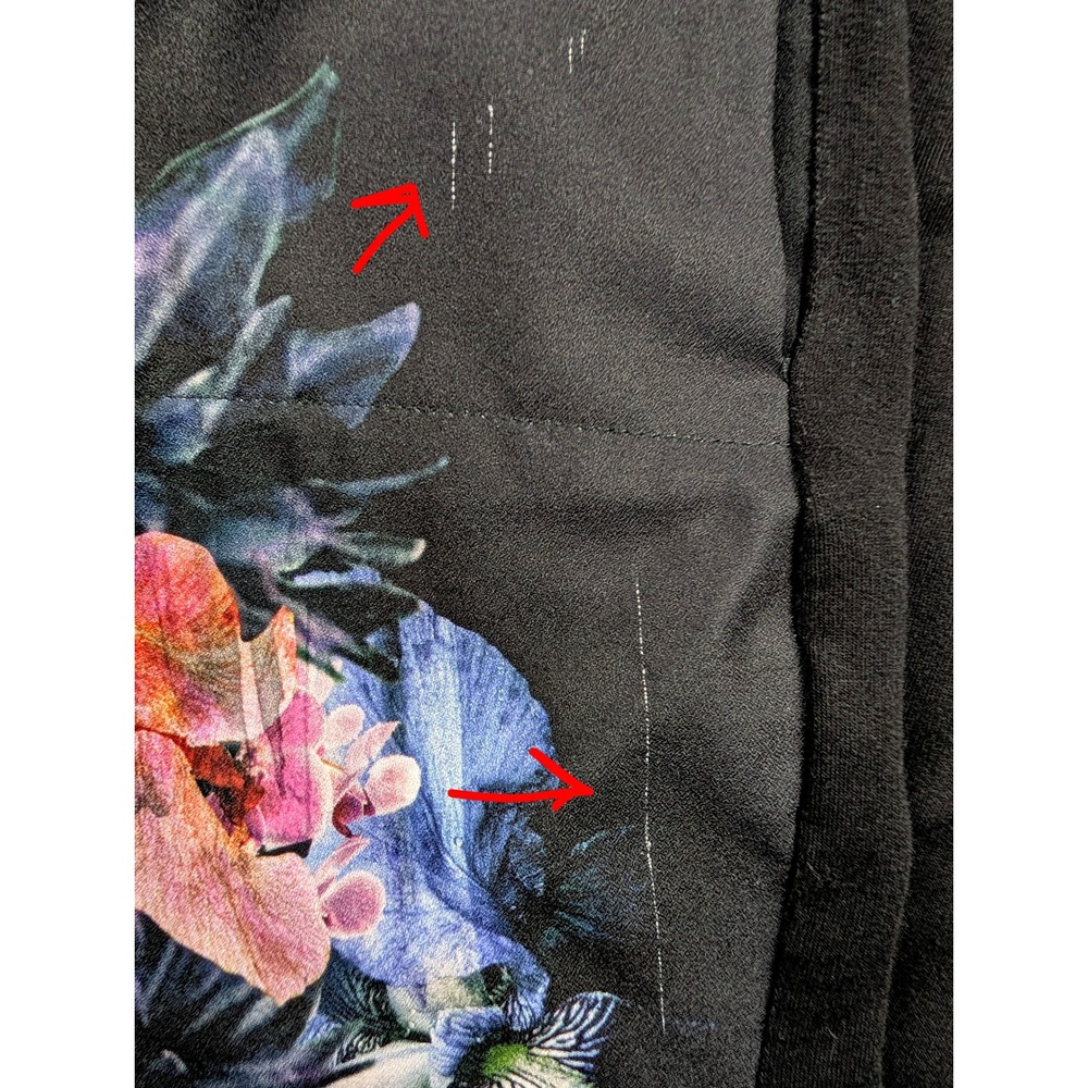 Zara Floral Varsity Number 9 Jersey Top Black Short Sleeve Pockets Woman - Picture 14 of 15